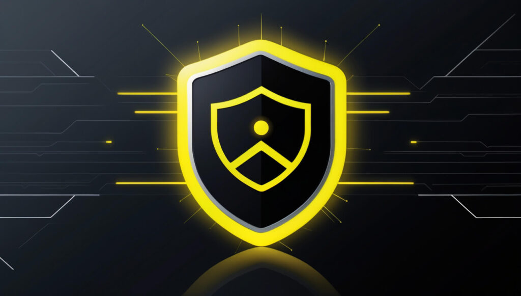 7 Simple Ways to Protect Your Privacy Online black yellow security shield digital protection graphic