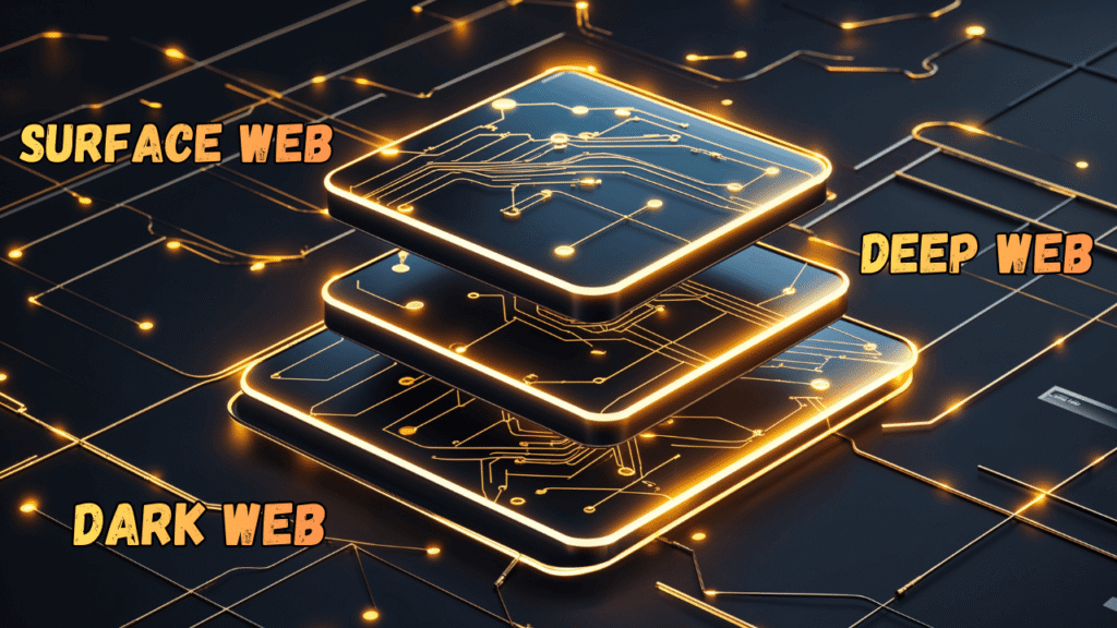 What Is the Dark Web? The Reality Behind the Hidden Internet (2026 Guide) Diagram showing the layered structure of the internet including the surface web, deep web, and dark web