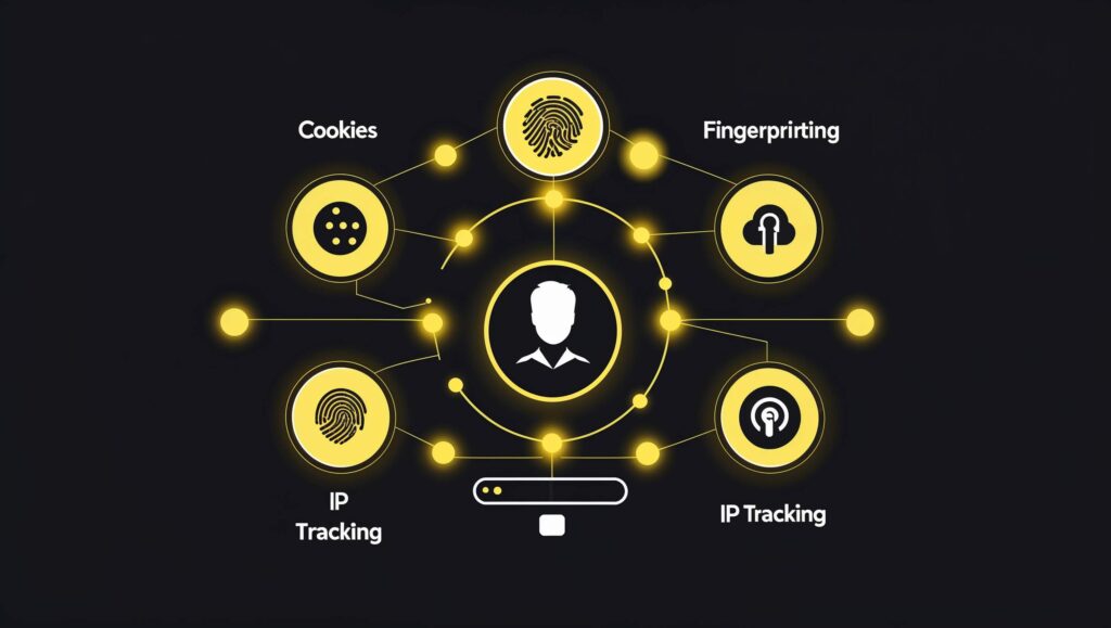 How Your Data Is Tracked Online (Are You Safe?) visual representation of cookies browser fingerprinting and IP tracking methods